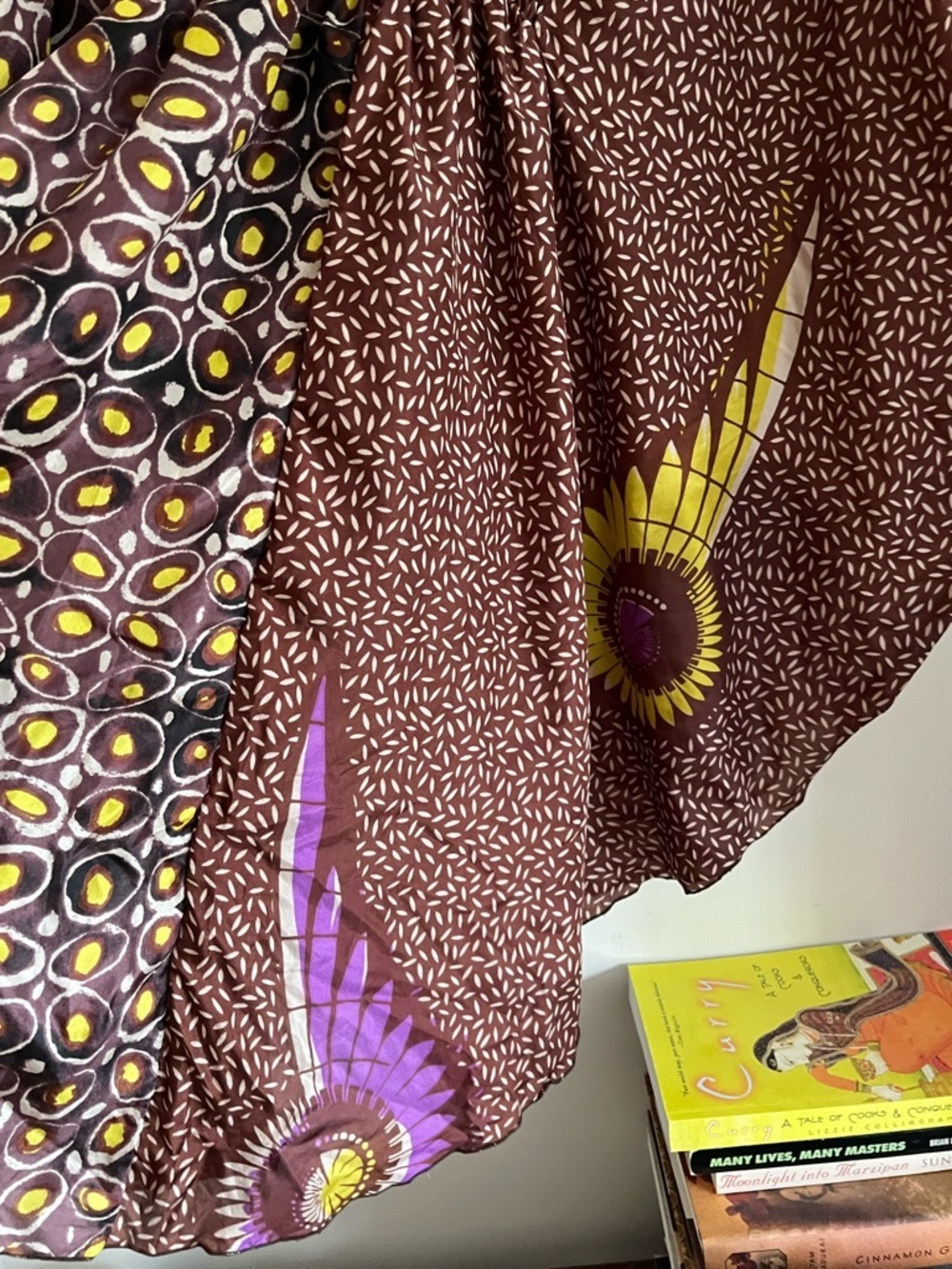 100% Silk Emamo Italy Patchwork-Print Beaded Kaftan Dress Cover-Up S/Freesize - Picture 4 of 11